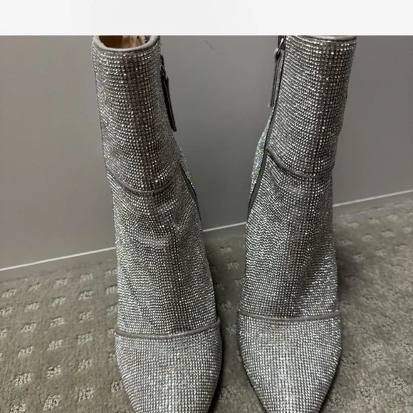 Steve Madden Silver Glitter Ankle Boots - Picture 5 of 8